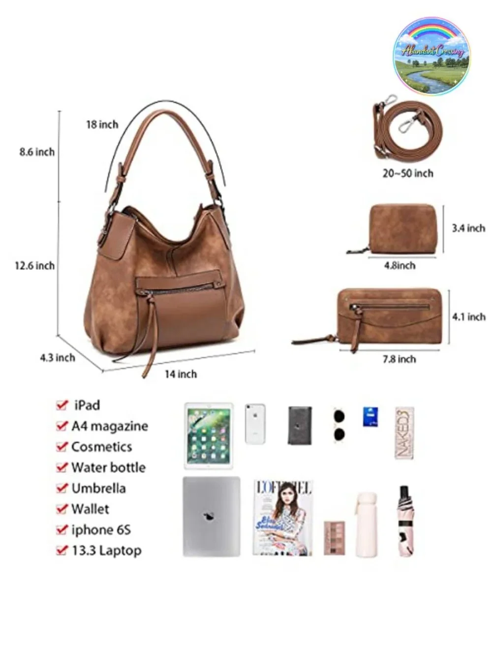 Hobo Bags for Women Faux Leather Shoulder Crossbody Purse Handbag Vegan
